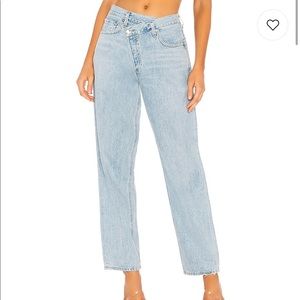 SOLD on cross post !! BLACK AGOLDE criss cross upsized jean asymmetrical